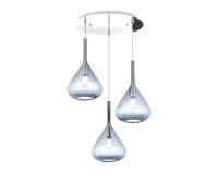 SOSPENSIONE CROMO 3 LUCI TONDA VETRI BLU 1177CR-S3 T-BL