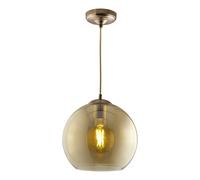 Sospensione Contemporanea Balls Acciaio Adjustable Vetro Ambra 1 Luce E27 D30Cm