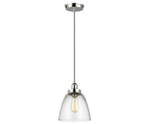 Sospensione Contemporanea Baskin Vetro Nichel Lucido 1 Luce E27 D22,8Cm
