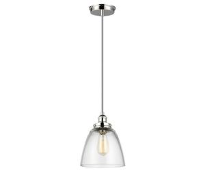 Sospensione Contemporanea Baskin Vetro Nichel Lucido 1 Luce E27 D22,8Cm