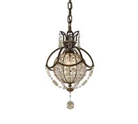 Sospensione Contemporanea Bellini Acciaio Bronzo Ossidato Cristallo 1 Luce E14
