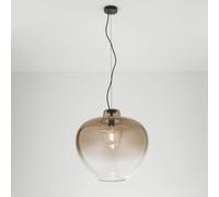 Sospensione Contemporanea Big Bowl Metallo Nero Vetro Marrone 1 Luce E27