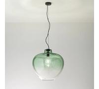 Sospensione vetro e metallo verde specchiato sfumato e nero opaco Big bowl 1 luce attacco E27