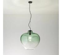 Sospensione Contemporanea Big Bowl Metallo Nero Vetro Verde 1 Luce E27