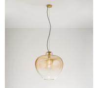 Sospensione Contemporanea Big Bowl Metallo Ottone Vetro Ambra 1 Luce E27
