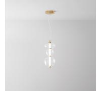 Sospensione Contemporanea Bubbles Alluminio Oro Vetro Trasparente Led 24W 3000K