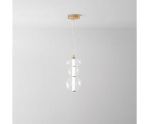 Sospensione Contemporanea Bubbles Alluminio Oro Vetro Trasparente Led 24W 3000K