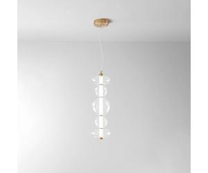 Sospensione Contemporanea Bubbles Alluminio Oro Vetro Trasparente Led 38W 3000K