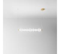 Sospensione Contemporanea Bubbles Alluminio Oro Vetro Trasparente Led 50W 3000K