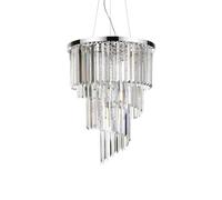 Sospensione Contemporanea Carlton Metallo-Cristallo Cromo 12 Luci E14