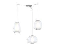 Sospensione Contemporanea Double Skin Metallo Cromo Vetro Mix Trasp. 3 Luci E27