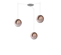 Sospensione Contemporanea Eclipse Metallo Cromo Vetro Rame 3 Luci G9