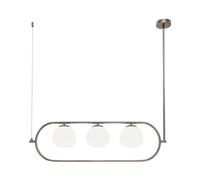 Sospensione Contemporanea Erich Metallo Nero 3 Luci Diffusori Bianchi