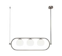 Sospensione Contemporanea Erich Metallo Nero 3 Luci Diffusori Bianchi [EEK: A++]