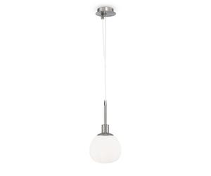 Sospensione Contemporanea Erich Metallo Nichel 1 Luce Diffusore Bianco