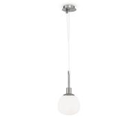 Sospensione Contemporanea Erich Metallo Nichel 1 Luce Diffusore Bianco
