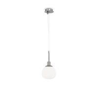 Sospensione Contemporanea Erich Metallo Nichel 1 Luce E Diffusore Bianco