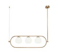 Sospensione Contemporanea Erich Metallo Oro Rosa 3 Luci Diffusori Bianchi [EEK: A++]