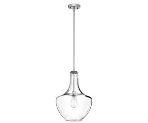 Sospensione Contemporanea Everly Acciaio Cromo Vetro 1 Luce E27