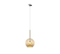 Sospensione Contemporanea Future Metallo Cromo Vetro Ambra 1 Luce E27 D.20Cm