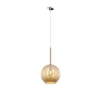 Sospensione Contemporanea Future Metallo Cromo Vetro Ambra 1 Luce E27 D.25Cm