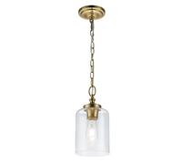 Sospensione Contemporanea Hounslow Acciaio Ottone Brunito Vetro 1 Luce E27
