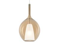 Sospensione Contemporanea Kalique Vetro Ambra Bianco E Cromo 1 Luce E27 H53Cm