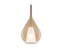 Sospensione Contemporanea Kalique Vetro Ambra Bianco E Cromo 1 Luce E27 H59Cm