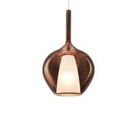 Sospensione Contemporanea Kalique Vetro Rame Bianco E Cromo 1 Luce E27 H50Cm