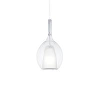 Sospensione Contemporanea Kalique Vetro Trasparente Bianco E Cromo E27 H36Cm