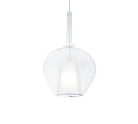 Sospensione Contemporanea Kalique Vetro Trasparente Bianco E Cromo E27 H50Cm