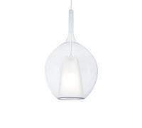 Sospensione Contemporanea Kalique Vetro Trasparente Bianco E Cromo E27 H53Cm