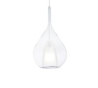 Sospensione Contemporanea Kalique Vetro Trasparente Bianco E Cromo E27 H59Cm