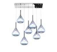 Sospensione Contemporanea Kona Metallo Cromo Vetro Blu 7 Luci E27 [EEK: A++]