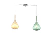 Sospensione Contemporanea Kona Metallo Cromo Vetro Multicolor 2 Luci E27 [EEK: A++]