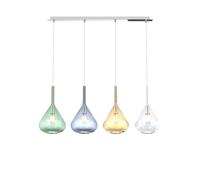 Sospensione Contemporanea Kona Metallo Cromo Vetro Multicolor 4 Luci E27 [EEK: A++]