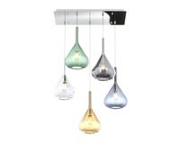 Sospensione Contemporanea Kona Metallo Cromo Vetro Multicolor 5 Luci E27 [EEK: A++]
