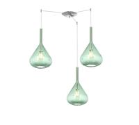 Sospensione Contemporanea Kona Metallo Cromo Vetro Verde 3 Luci E27 [EEK: A++]