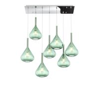 Sospensione Contemporanea Kona Metallo Cromo Vetro Verde 7 Luci E27