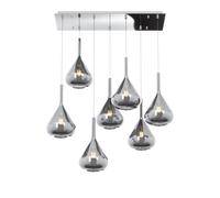 SOSPENSIONE CROMO 7 LUCI RETTANGOLARE VETRI FUME 1177CR-S7 R-FU