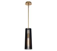 Sospensione Contemporanea Linara Acciaio Nero Ottone Naturale Ottone 1 Luce E27