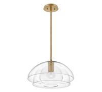 Sospensione Contemporanea Lotus Acciaio Ottone Antico Vetro 1 Luce E27
