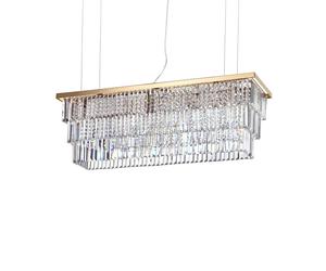 Sospensione Contemporanea Martinez Metallo-Cristallo Oro 8 Luci E14