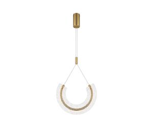 Sospensione Contemporanea Maya Alluminio Oro 1 Luce Diffusore Vetro