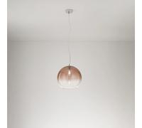 Planet sospensione in vetro e metallo marrone trasparente sufumato e cromo d.35cm 1 luce attacco E27