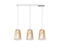 Sospensione Contemporanea Rett. Shaded Metallo Cromo Vetro Ambra 3 Luci E27