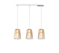 Sospensione Contemporanea Rett. Shaded Metallo Cromo Vetro Ambra 3 Luci E27 [EEK: A++]