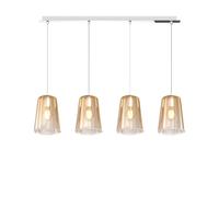 Sospensione Contemporanea Rett. Shaded Metallo Cromo Vetro Ambra 4 Luci E27