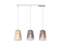 Sospensione Contemporanea Rett. Shaded Metallo Cromo Vetro Multicolor 3 Luci E27