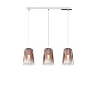 Sospensione Contemporanea Rett. Shaded Metallo Cromo Vetro Rame 3 Luci E27